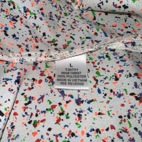 Women's Sweet Rain Blouse, Size L, Multicolor Paint Splatter short sleeve pocket - Picture 6 of 10